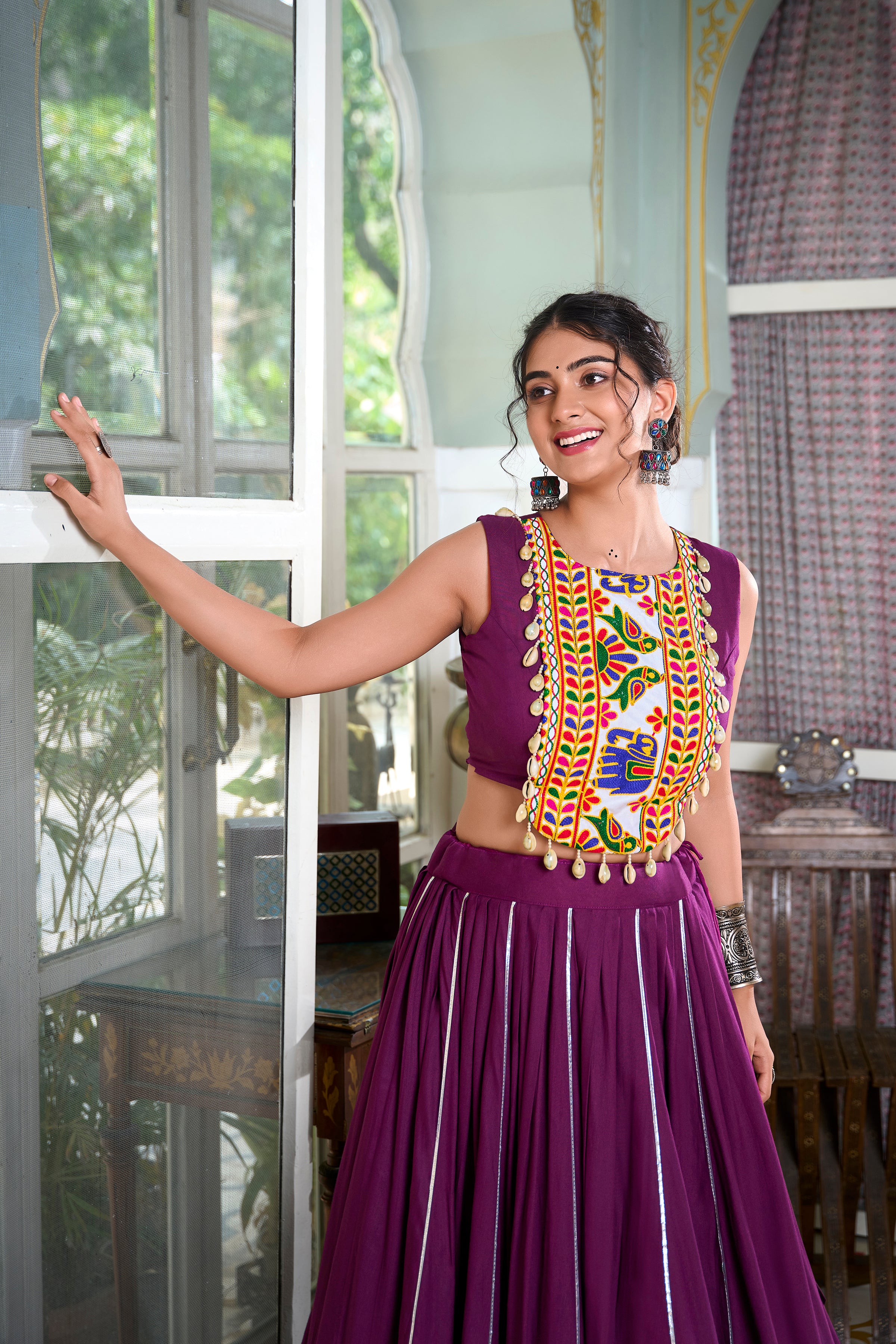 Festive Fashion atIts Best: Rayon Lehenga and Gamthi Work Blouse for Navratri β¨π